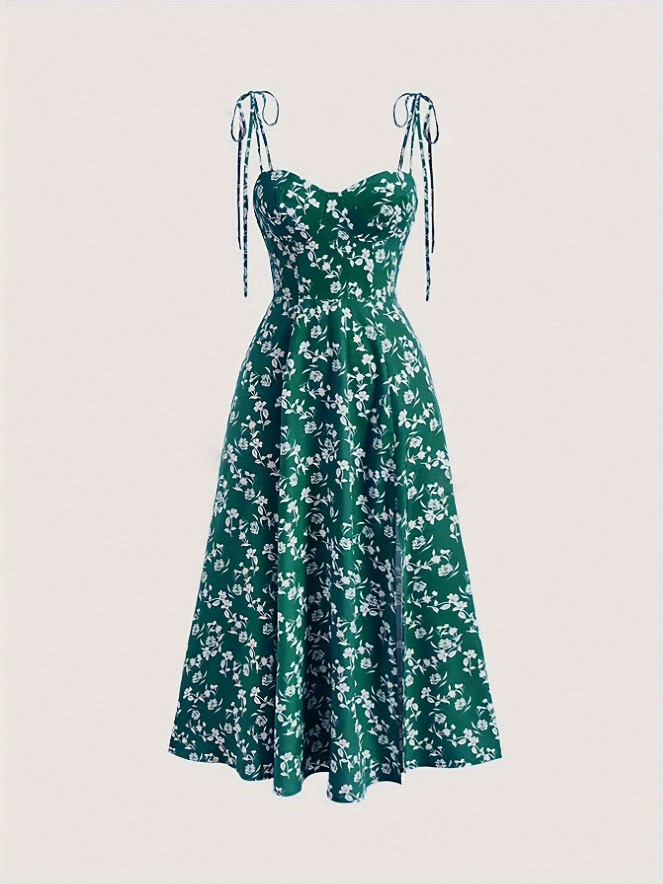 Elegant Y2K Floral Midi Dress for Women - Blue with White Flowers, Off-Shoulder Design, Tie Straps, A-Line Silhouette, Polyester, Machine Washable - Perfect for Summer