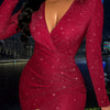 Sexy Hollowed-out Collar Pleated Glitter Detail Mini Dress for Women Suitable for Dates and Parties