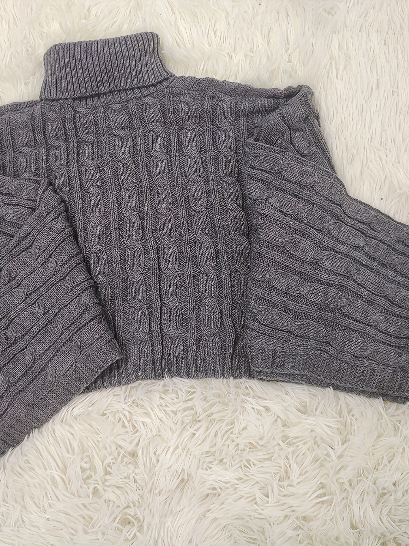 Cozy Turtleneck Cropped Sweater - Soft Knit, Loose Fit, Solid Colors - A Stylish Womens Layering Essential for Autumn/Winter
