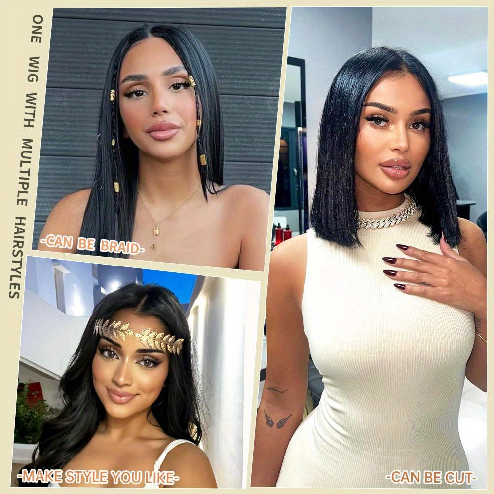 20 Inch Glueless Straight Human Hair Wig - 4x4 HD Lace Front Closure, Pre-Plucked and Pre-Cut, 180% Density, Ready to Wear, Natural Black, Soft and Silky Texture, Breathable Cap, Heat Resistant, Tangle-Free, Suitable for Dail