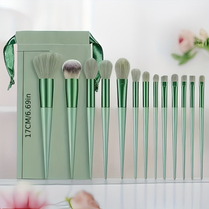 13 Professional Makeup Brushes Foundation Powder Concealer Eye Shadow Smudge Blush Highlight Natural Synthetic Brush Travel Portable Set+flannel Bag