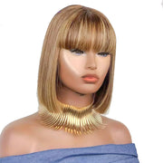 Women's Short With Bangs Mechanism Real Hair