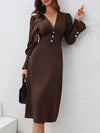 Autumn Casual V-Neck Shirt Dress