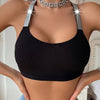 Shiny Sequin Crop Camisole - Breathable, Comfortable, Sporty Halter Top for Women - Machine Washable, Knit Polyamide Fabric