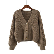 Fashionable Sweater Women's Vintage Loose Outer Wear V-neck