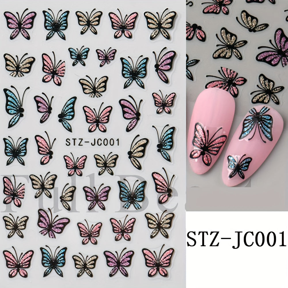 New Hot Stamping Flower Nail Stickers in INS Style Cross-border Y2K Golden Bow Small White Flowers Spring and Summer Nail Decals