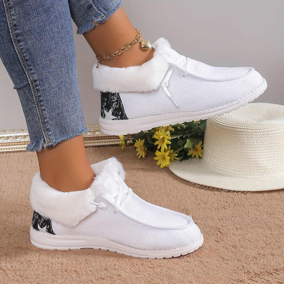 [Cozy Winter Boots] Warm & Cozy Women's Plush Lined Shoes - Thermal Winter Ankle Boots, Slip on Snow Boots