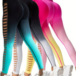 4 Pack Women's Gradient Butterfly Hollow Butt Lifting Yoga Leggings High Waisted Yoga Pants, Workout Gym And Casual Running Yoga Skinny Tights