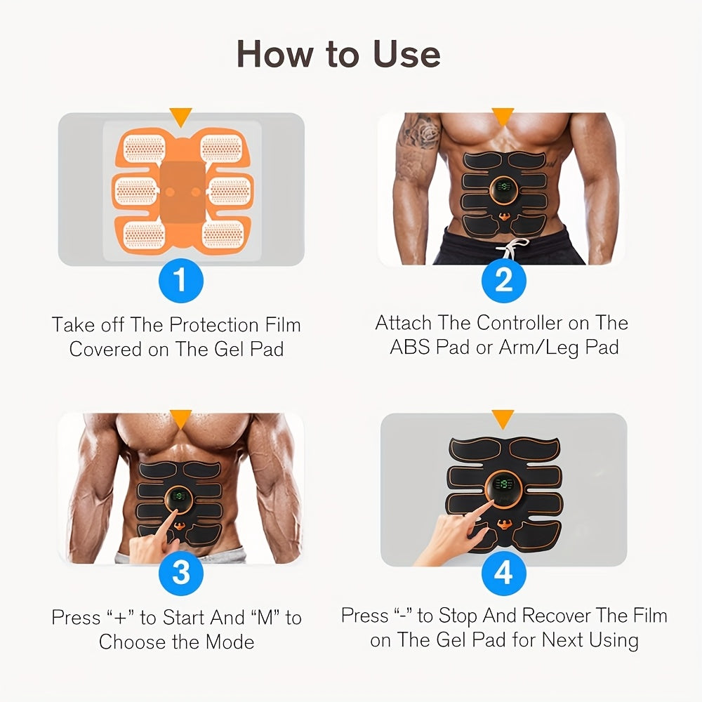 EMS Muscle Stimulator, Trainer Patches, Fitness Exerciser For Arms/Legs Fitness Training, 8 Modes And 19 Intensities