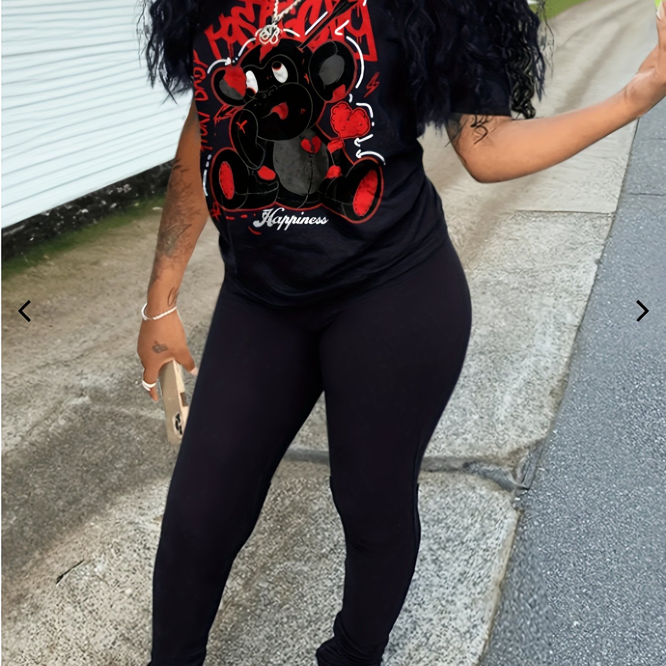 Graphic Print Two-piece Set, Casual Short Sleeve T-shirt & Pants Outfits - Women's Clothing -  Stylish & Comfortable - For Casual Wear - Perfect Gift for Fashionable Women