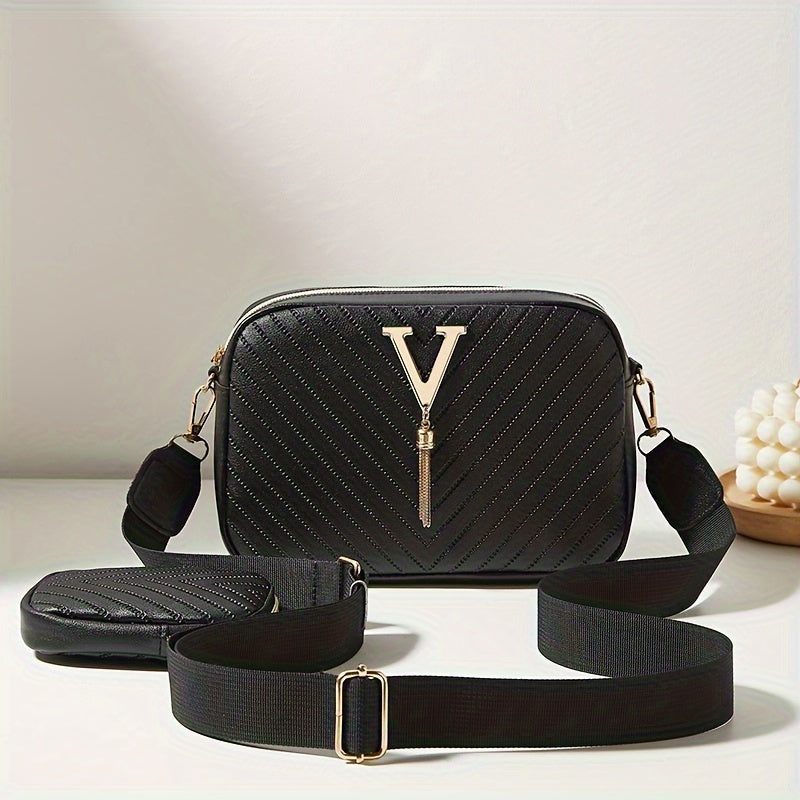 Stylish Embossed, Embossed Quilted Square Crossbody Bag + Women's Mini Wallet Pendant Combination Set, Multifunctional Shoulder Bag, Square Bag, Very Suitable for Outdoor Commuting, Daily Use and Travel