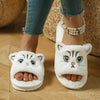 Women's comfortable black and white cat Faux Fur slippers - soft Faux Fur, non-slip EVA sole, hand wash or dry clean, suitable for indoor use - suitable for all seasons