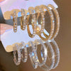 12pcs Women's Elegant & Sexy Hoop Earrings Set, Rhinestone Embellished, Alloy with Stainless Steel Post, Versatile for Daily Wear & Special Occasions, Perfect Valentine'S Day Gift - All Seasons Jewelry Collection