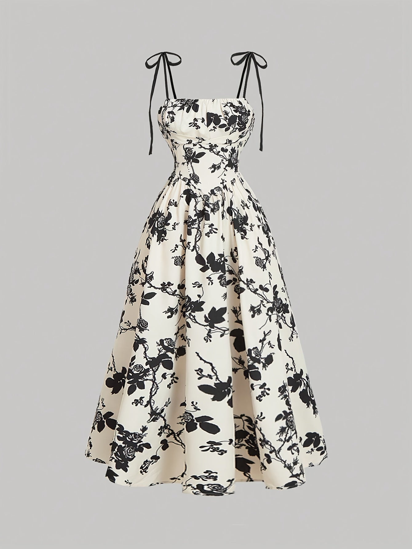 Elegant Floral Print Halter Dress with Ruffle Detail - Sleeveless, All-Season, Adult Women'S Fashion, Sleeveless Dress | Floral Print Dress | Ruffle Detail Dress