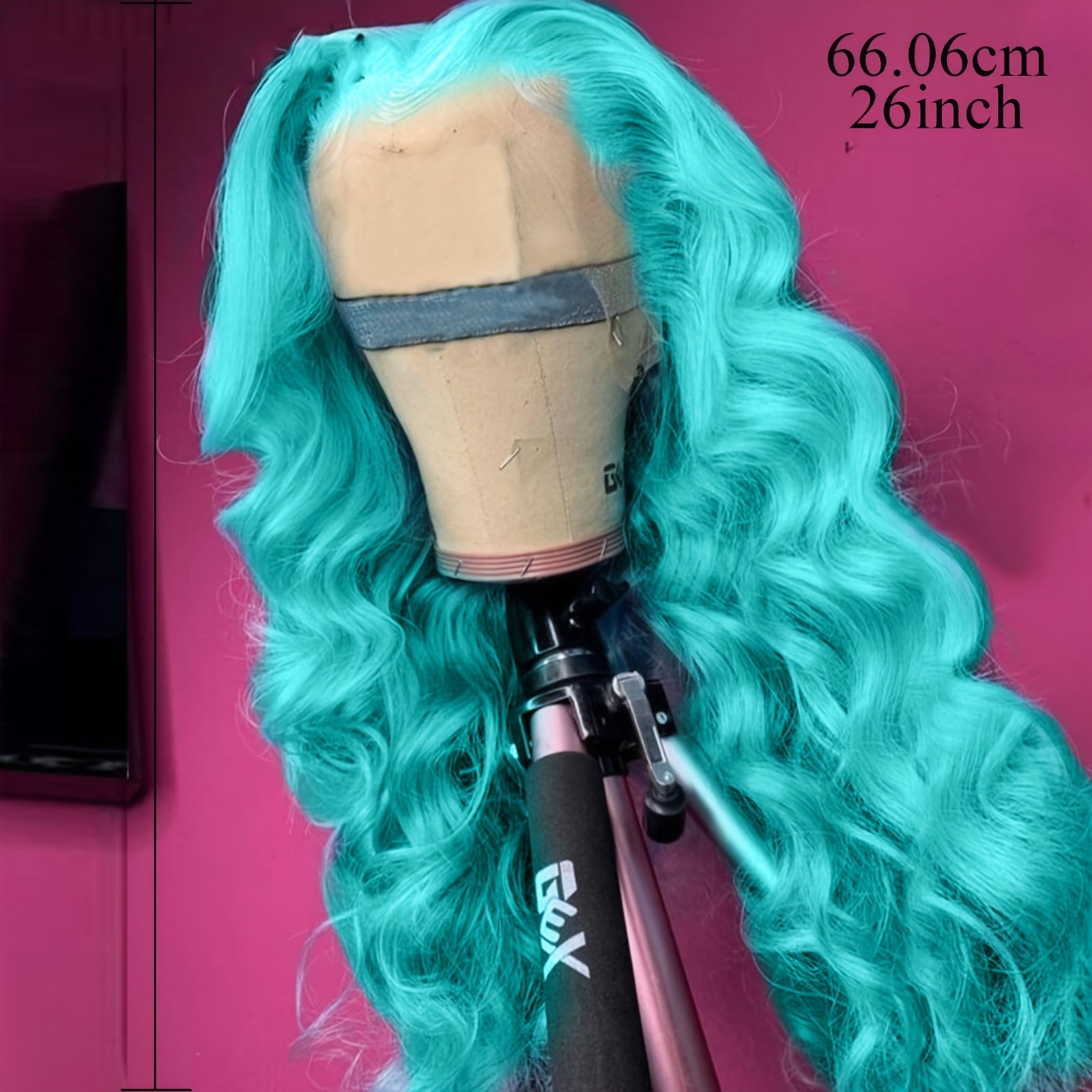 13x4 Lace Front Wig Light Blue Body Wave 26 Inch - Fluffy Heat-Resistant Synthetic Hair, 180% Density Glueless Wig for Women, Middle Part for Daily, Party, Cosplay & Halloween, Wig Accessories