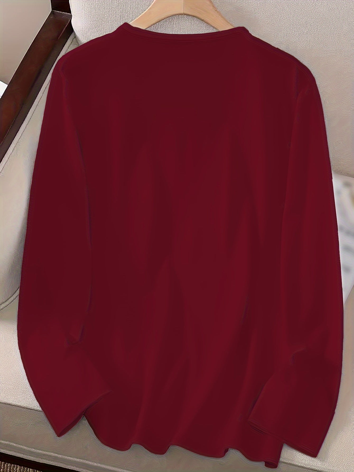 Women'S Long Sleeve Crew Neck T-Shirt with "Mom & Grandma" Letter Print, Casual Polyester Top for All Seasons, Knit Fabric with Medium Stretch, Regular Fit - Applique Detail