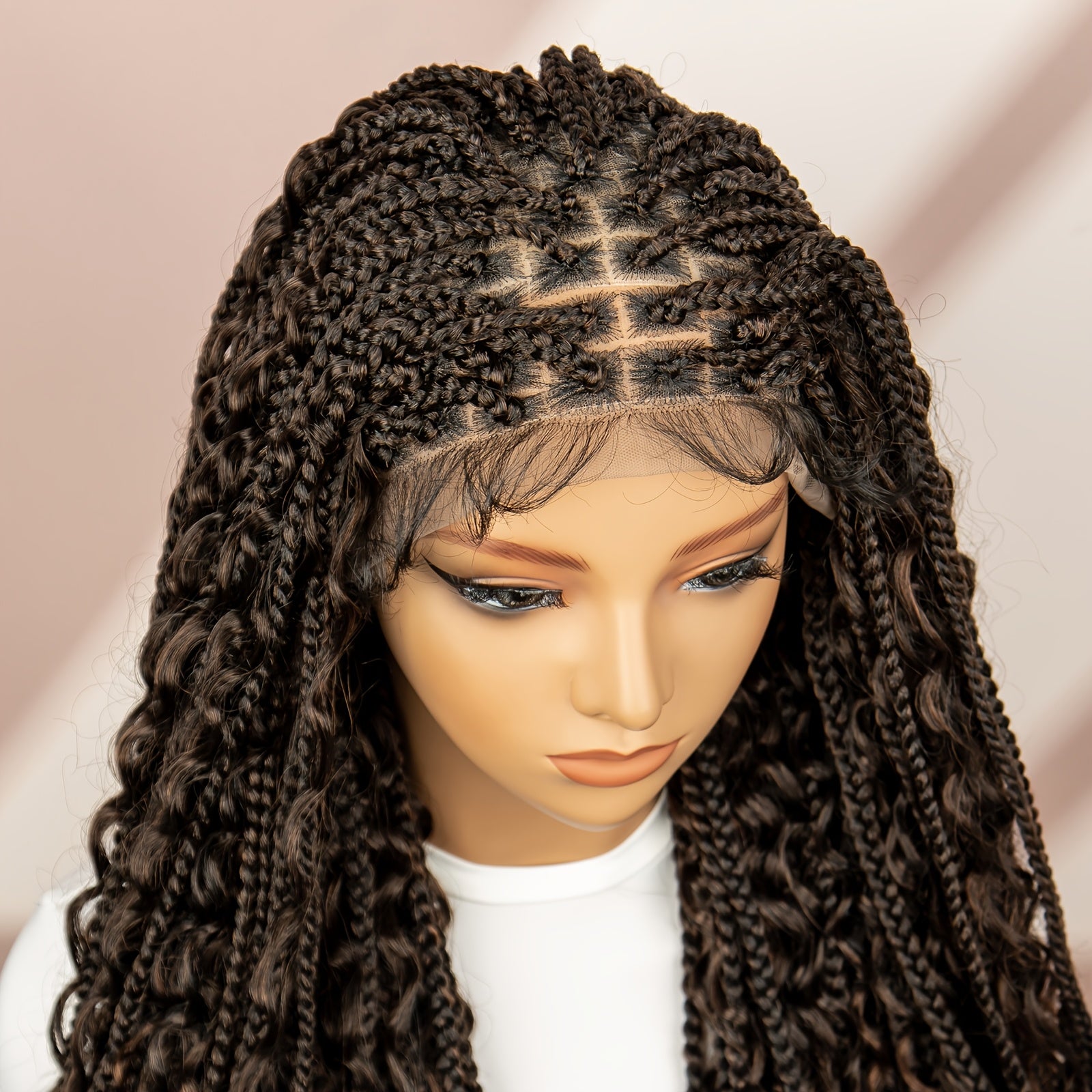 9 * 6 Front Lace Synthetic Fine Braid Braided Butterfly Flower Braid Wig Headband For Daily Wear, Breathable, Comfortable And Fashionable
