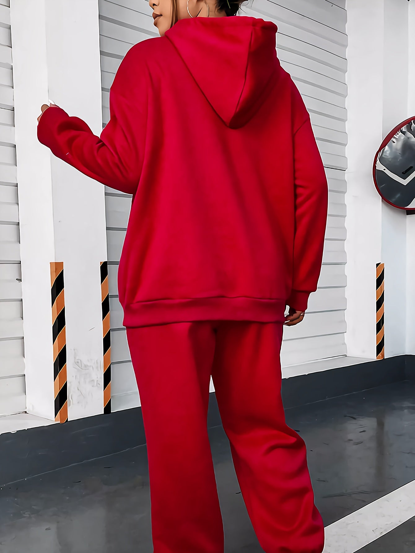 Women's Casual Hoodie & Jogger Set - Letter Print, Long Sleeve with Pockets, Polyester Blend, Machine Washable - Perfect for Fall/Winter