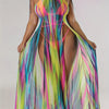 Plus-Size Sexy Sheer Split Sleeveless Beach Cover-Up Dress