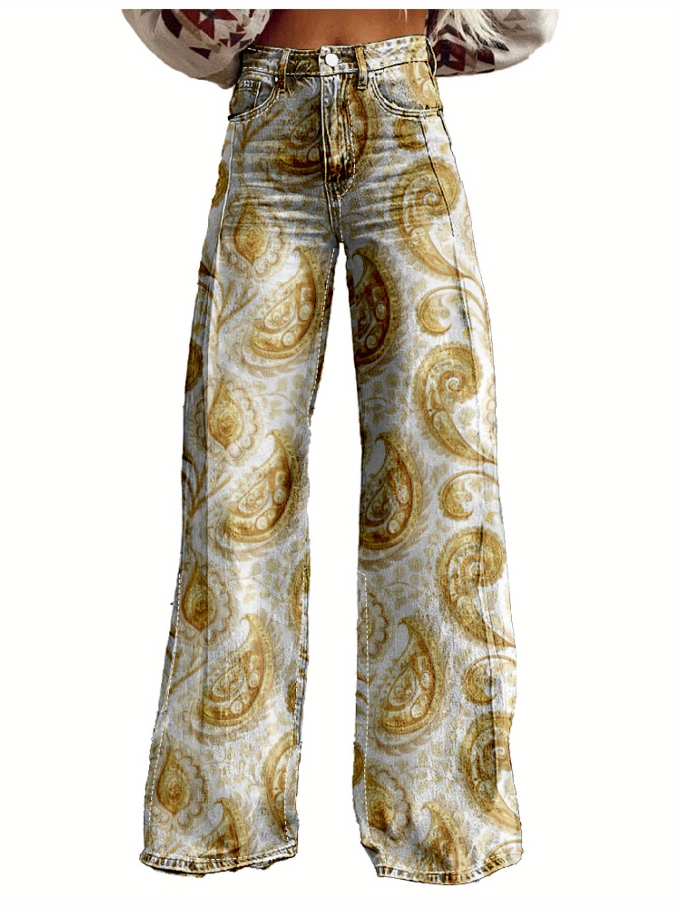3D Printed Women's High-Waisted Wide Leg Pants - Abstract Floral Print Y2K Style Loose Baggy Flared Floor-Length Trousers, Polyester Casual Comfortable Machine Washable for Spring & Autumn, Spring Fall Attire | Y2K Fashion |