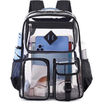 Adjustable Strap Clear Backpack for Women - Heavy Duty PVC Transparent Bookbag, Stadium-Approved, See-Through Design with Multiple Compartments for School and Casual Use