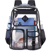 Adjustable Strap Clear Backpack for Women - Heavy Duty PVC Transparent Bookbag, Stadium-Approved, See-Through Design with Multiple Compartments for School and Casual Use
