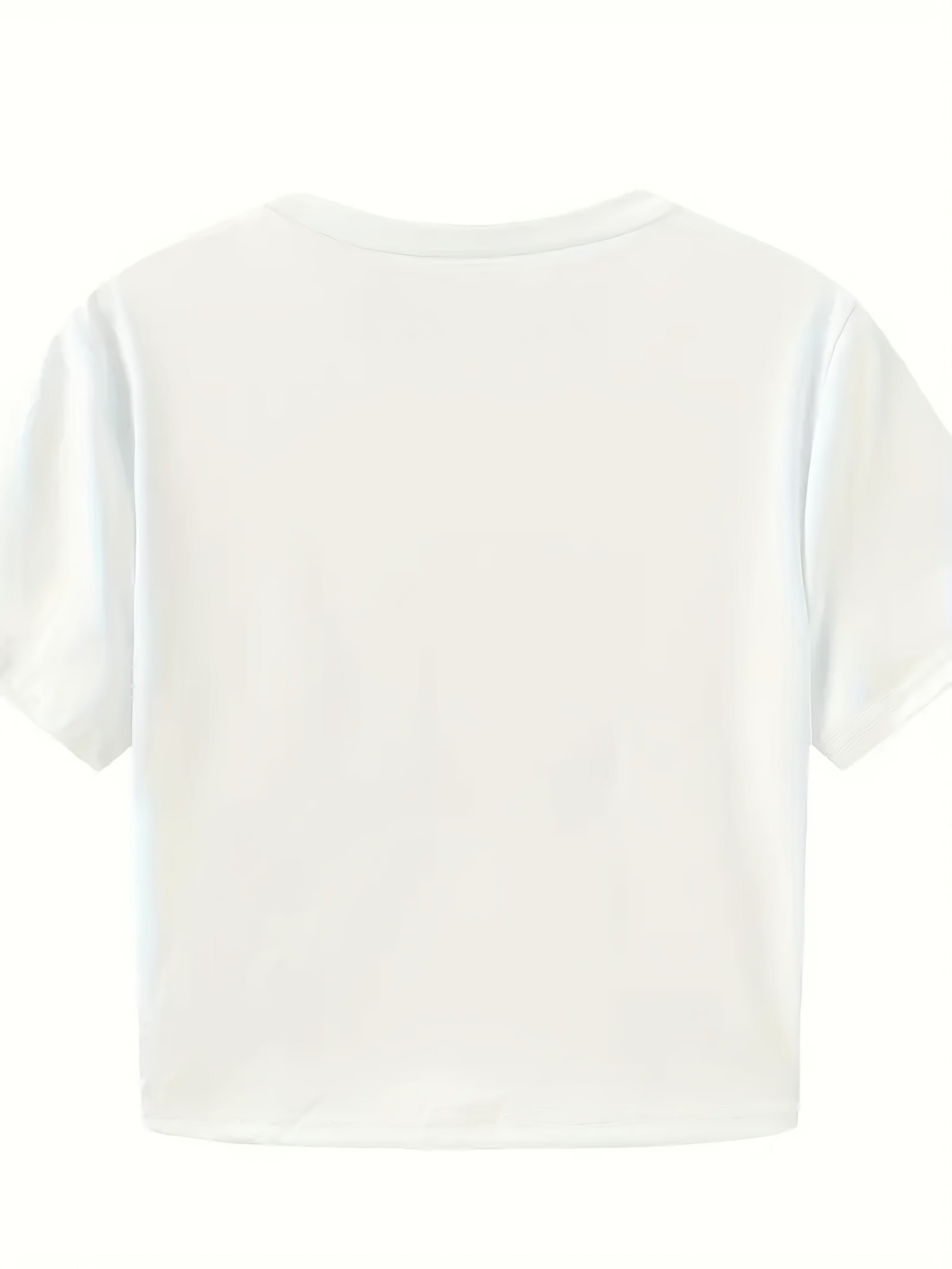 Women's Y2K "The Gangsta Power Money" Graphic Crop Top T-Shirt - White Round Neck Short Sleeve Tee with Bold Print, Perfect for Spring and Summer Fashion, Ladies T Shirts
