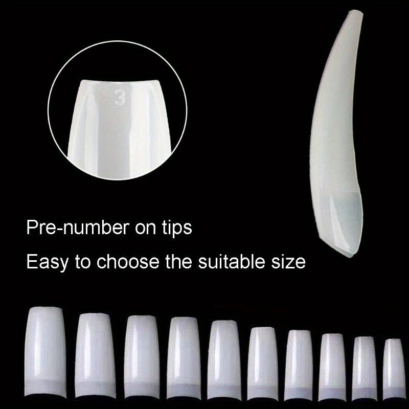 Acrylic Nail Tips Natural 500pcs French Artificial False Tip for Manicure Nails Art Salons and Home DIY