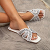 Women's Rhinestone Decor Sandals - Slip On Lightweight Summer Beach Slides, Non-slip Glitter Vacation Slides - For Women - Perfect for Summer Beach Vacations - Ideal Gift for Her