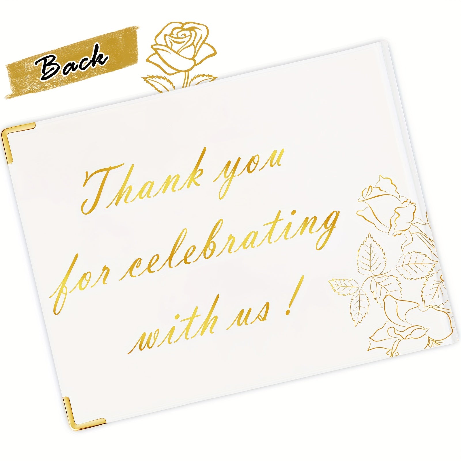 Guest Book 9"x7" Hardcover 120 Page/60 Sheets-Golden Foil Gilded Edgesfor Guests to Sign at a Wedding, Party, Baby or Bridal Shower