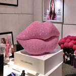 1pc Pink Beaded Lips Statue Decor – Resin Love-Themed Art for Home, Office, Bedroom, Bar, Hotel, Bathroom – Perfect for Weddings, Valentine’s Day, and Romantic Gifts, Indoor Decoration | Beaded Texture | Sleek Finish, P