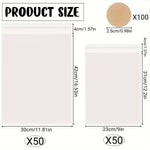 200-Pack Assorted Self-Seal Bags with 100 Labels, 50 Large & 50 Small, Thickened Plastic Bags for Clothing & Shoes, Animal & Snowflake Themed, Office & Gift Packaging Supplies