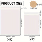 200-Pack Assorted Self-Seal Bags with 100 Labels, 50 Large & 50 Small, Thickened Plastic Bags for Clothing & Shoes, Animal & Snowflake Themed, Office & Gift Packaging Supplies