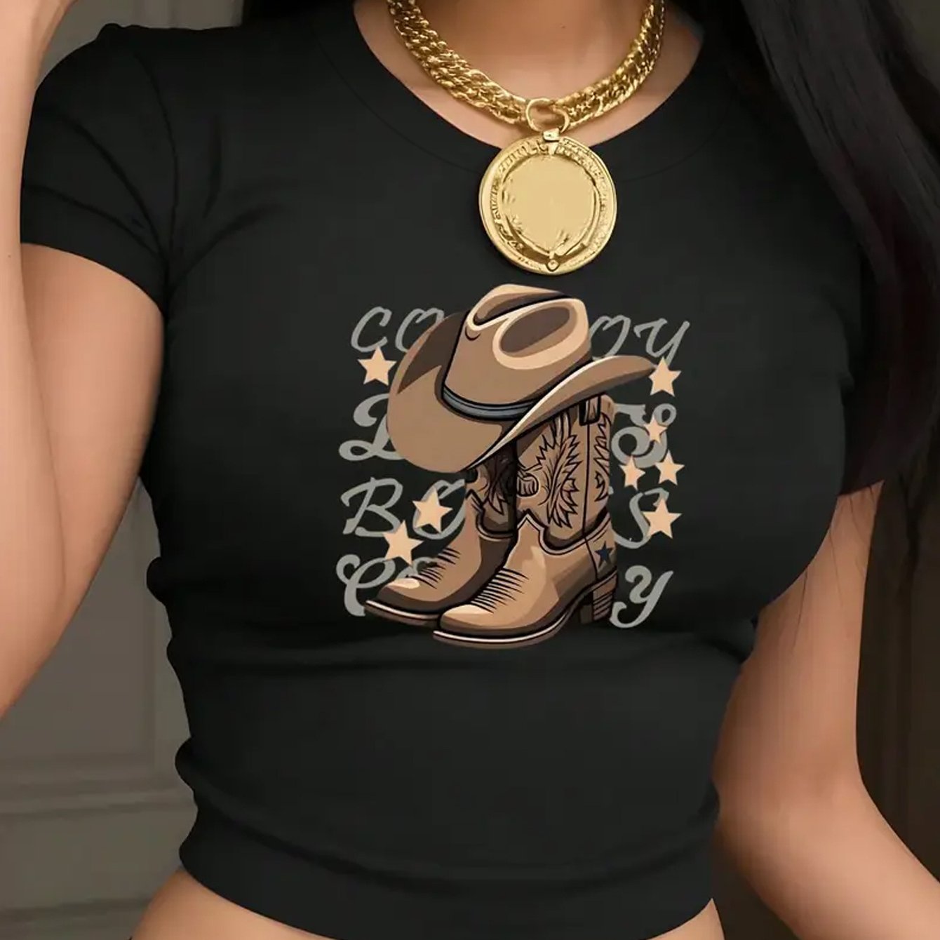 Graphic Printed Cropped T-Shirt, Y2K Spring And Summer Short-Sleeved Crop Top, Women'S
