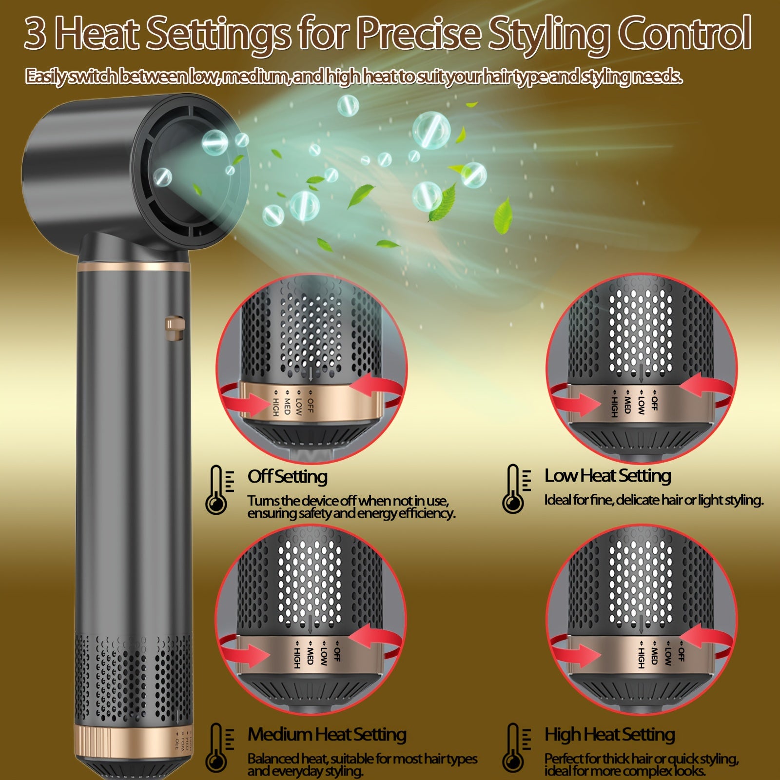 Hot Air 5 In 1 Hair Dryer Brush - Negative Ion Air Styler Curling Brush