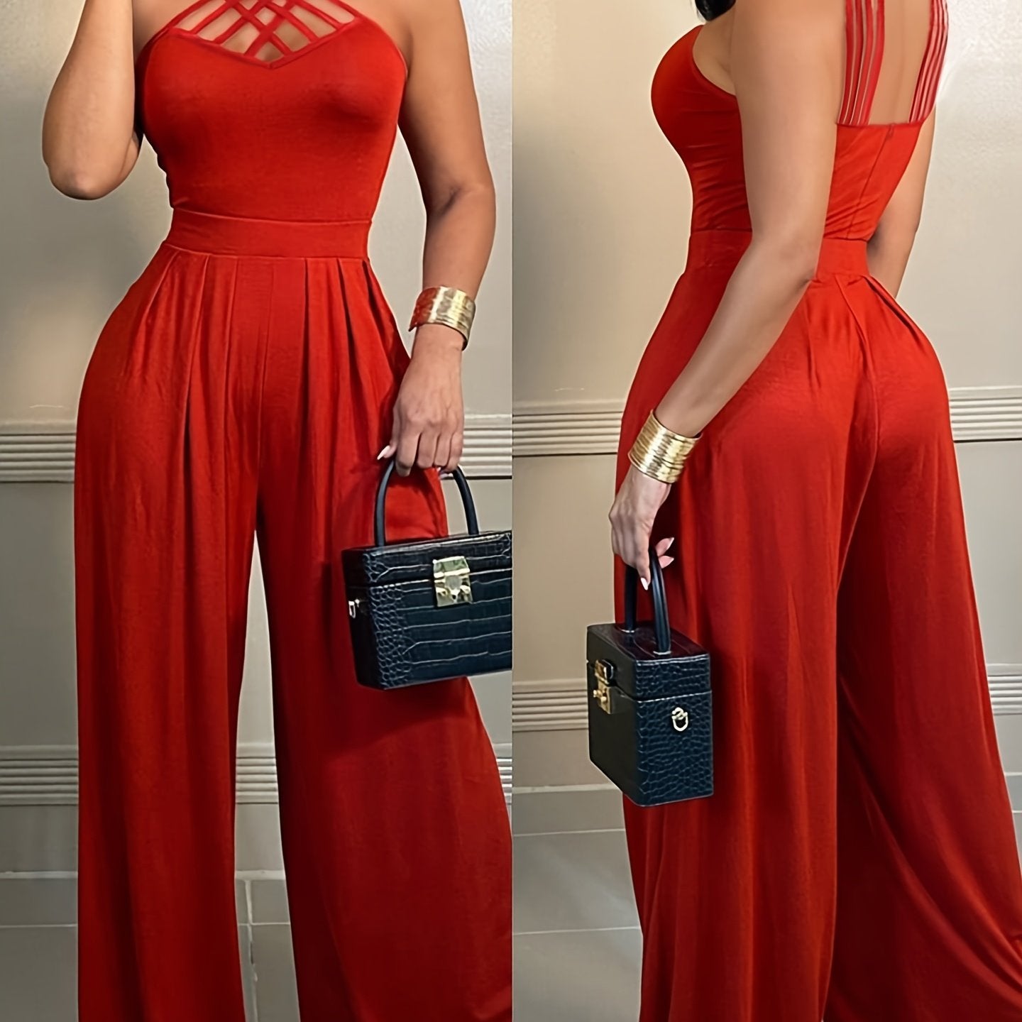 Women's Elegant High-Waisted Dress Pants – Tailored Fit, Solid Color, Soft Polyester Fabric, All-Season Trousers for Office & Formal Wear