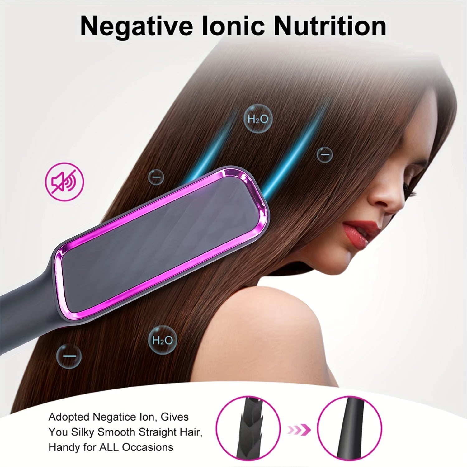 Multi-Temp 2-in-1 Hair Straightener and Curler Comb, Ceramic Plates, Power Supply Operated, 110V/220V, US Plug, for Wet and Dry Styling, Volumizing Hair Tool for Women, Ideal Mother'S Day Gift