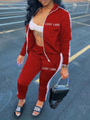 Women's Letter Pattern Striped Two-piece Set, Zip Up Long Sleeve Tops & Elastic Waist Pants Outfits - Casual Style - For Women - Perfect for Daily Wear, Parties & Going Out