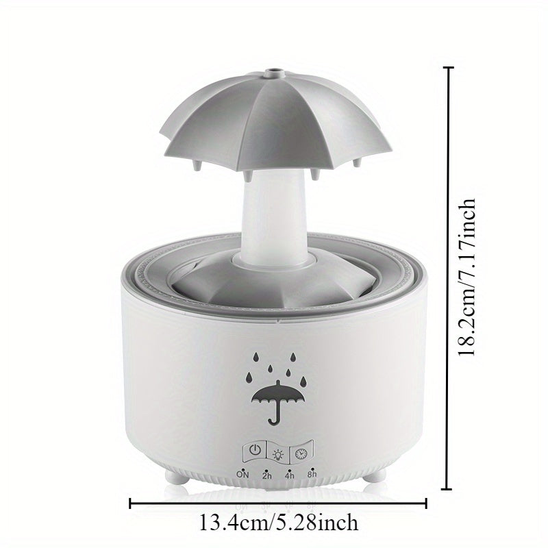 Rotate Water Drop Aromatherapy Humidifier with Umbrella Design, Essential Oil Diffuser with LED Light, 110V Plug Powered, Suitable for Various Room Types- Ideal for Home, Office and Holiday Gifts