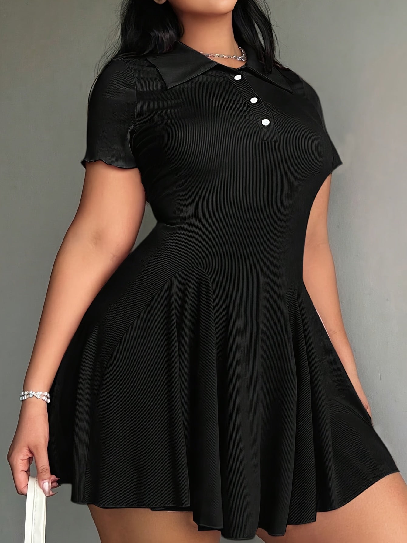 Women'S Casual Tennis Polo Dress - Short Sleeve, Button-Up Collar, Ribbed Texture, Knee-Length with Paddles, Beige, Casual Wear|Short Sleeve Dress|Buttonup Collar Dress