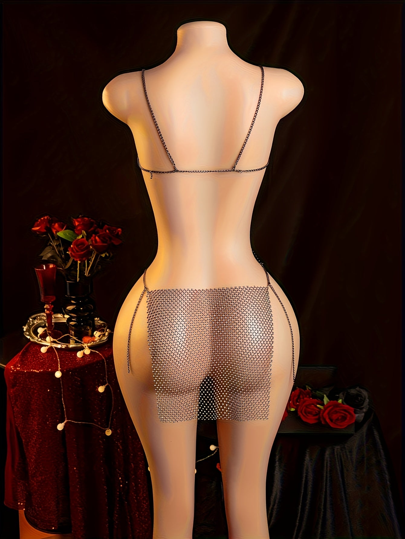 Sexy Lingerie, Sparkling Diamond Dress, Passionate Battle Robe in Bed, Women'S Seductive Dress