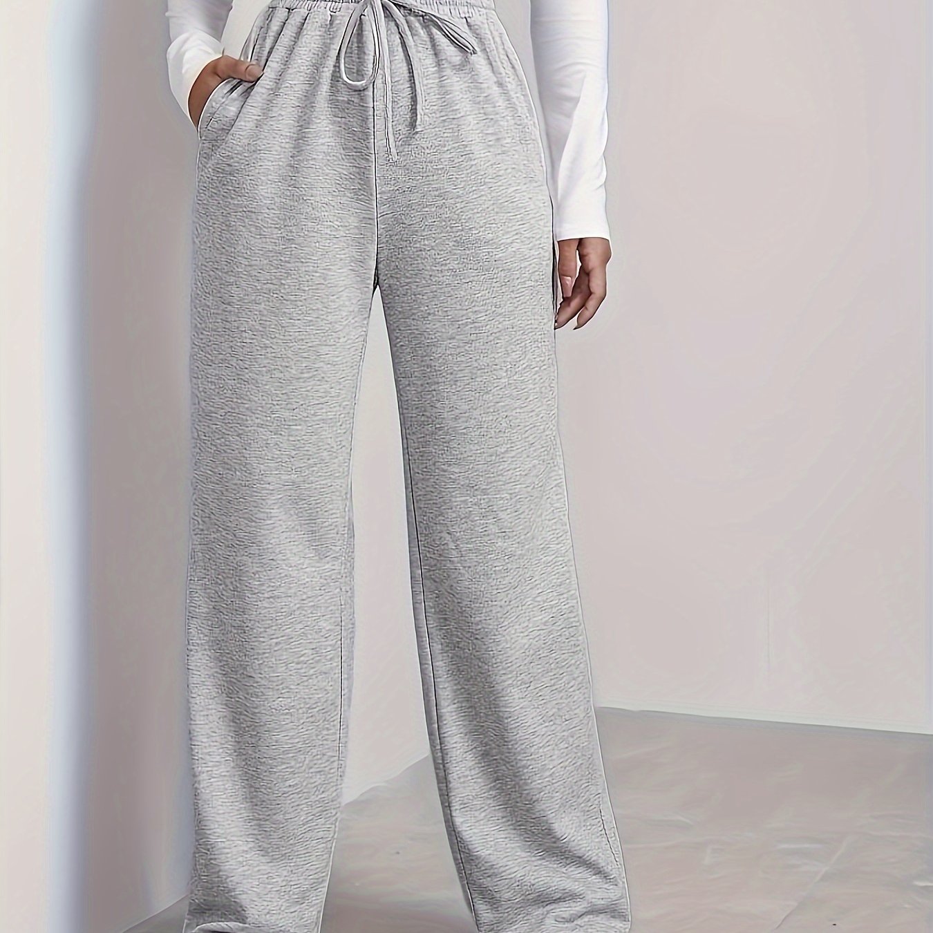 Women's Brown Drawstring Joggers - Casual & Comfy Polyester Sweatpants with Pockets, Mid-Rise, All-Season Wear