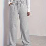 Women's Brown Drawstring Joggers - Casual & Comfy Polyester Sweatpants with Pockets, Mid-Rise, All-Season Wear