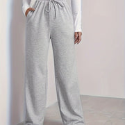Women's Brown Drawstring Joggers - Casual & Comfy Polyester Sweatpants with Pockets, Mid-Rise, All-Season Wear
