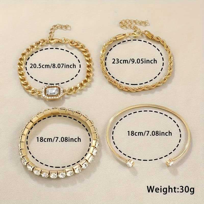 5pcs/set Women'S Watch Luxury Golden Quartz Watch Rome Fashion Stainless Steel Wrist Watch & Bracelets, Gift For Mom Her
