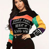 [Cozy Sweatshirt] Cozy Color Block Women's Sweatshirt - Long Sleeve Crew Neck For Fall & Winter