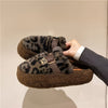 Women's Stylish Leopard Print Plush Slippers with Buckle Strap - Cozy Faux Fur-Lined Winter House Shoes, Soft Brown & Black Patterned Design, Thick Rubber Sole for Indoor Comfort, Seasonal Wear | Fashionable Footwear | Rubber