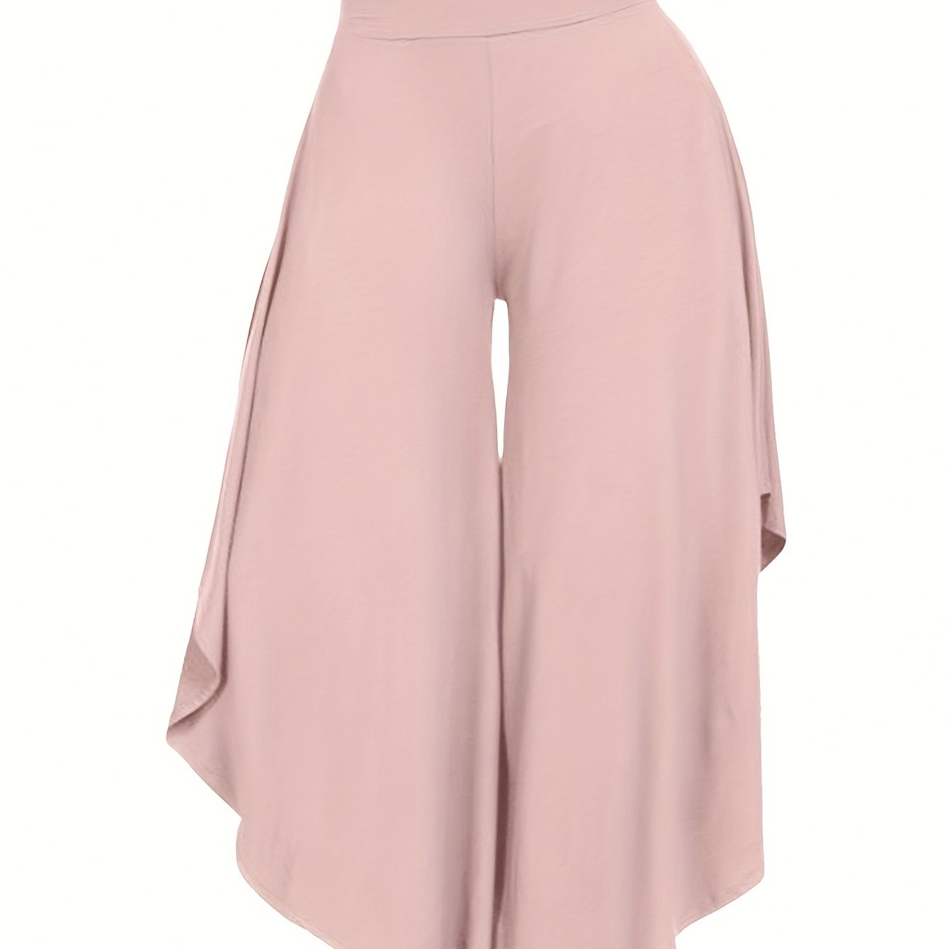 Solid Color Asymmetrical Wide-Leg Pants