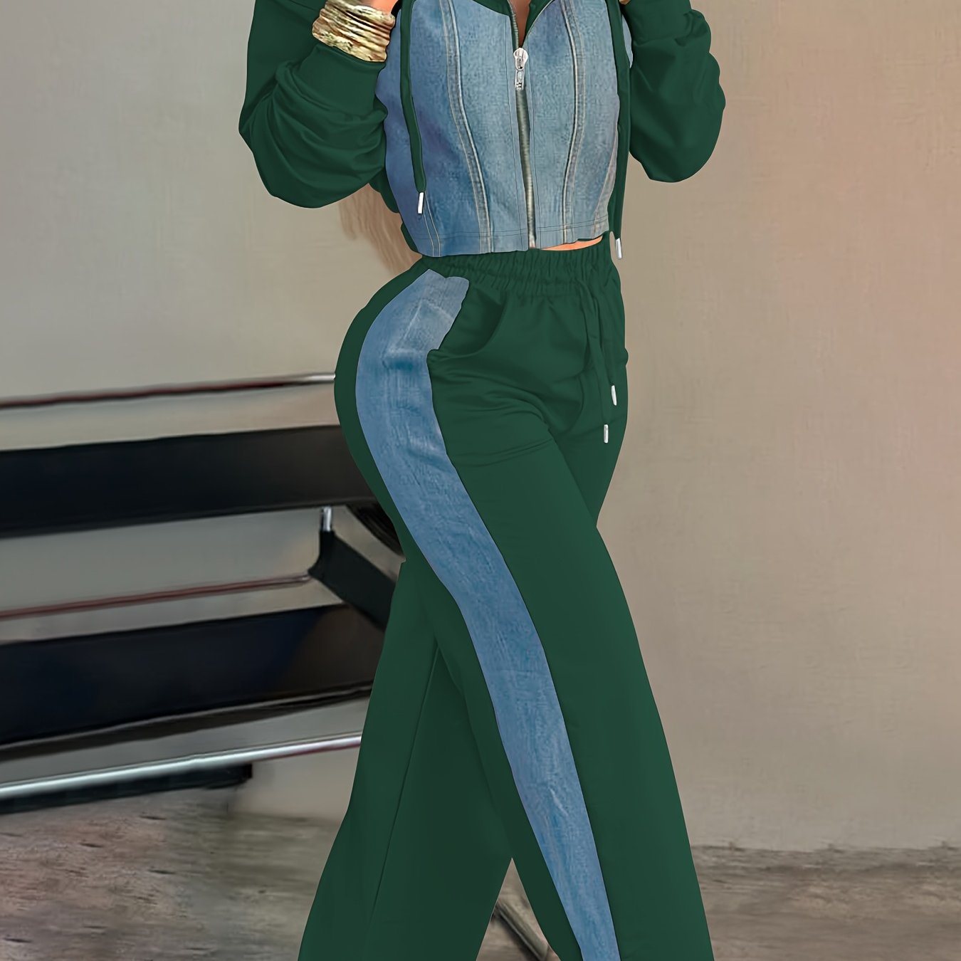 9010 Directional Vacation Leisure Outing Holiday Gathering Patchwork Women'S Suit Women'S Pants Set