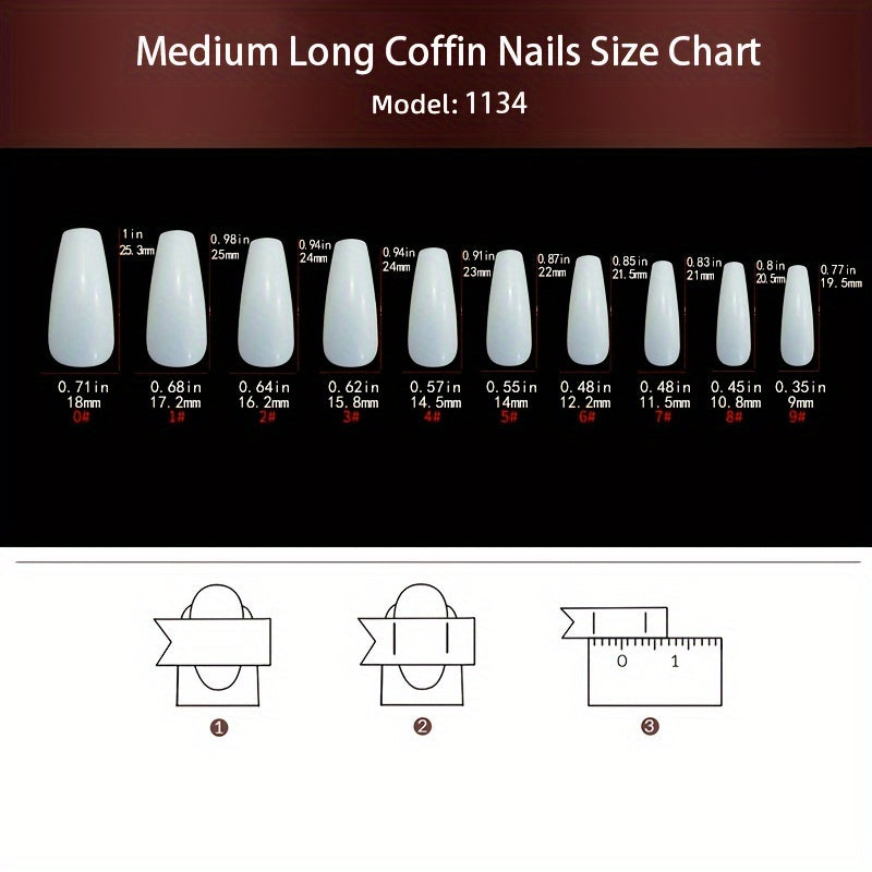 24 Pcs Medium Long Coffin Press On Nails, Pinkish Glitter Fake Nails, Glossy Artificial False Nails